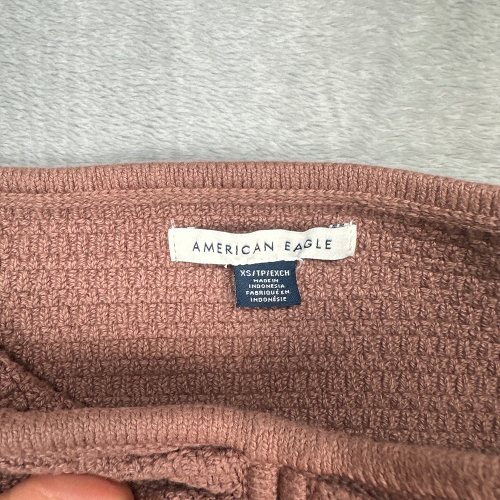 American Eagle Mauve Brown Crochet Pointelle Knit Strapless Tube Top XS - Picture 4 of 6